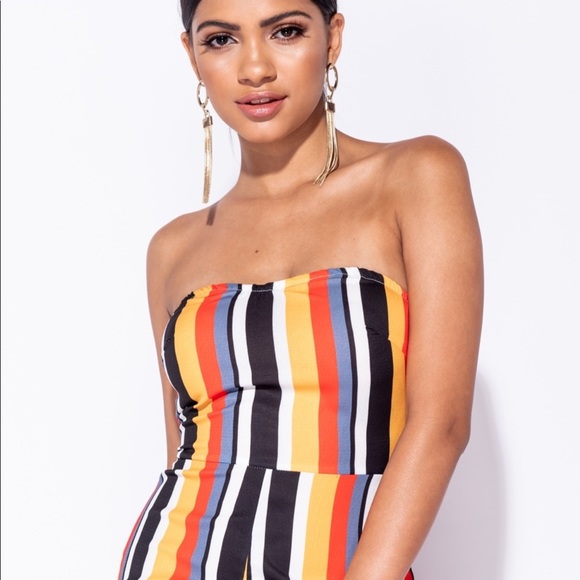 🍭Candy Striped Bandeau Jumpsuit - Picture 2 of 8